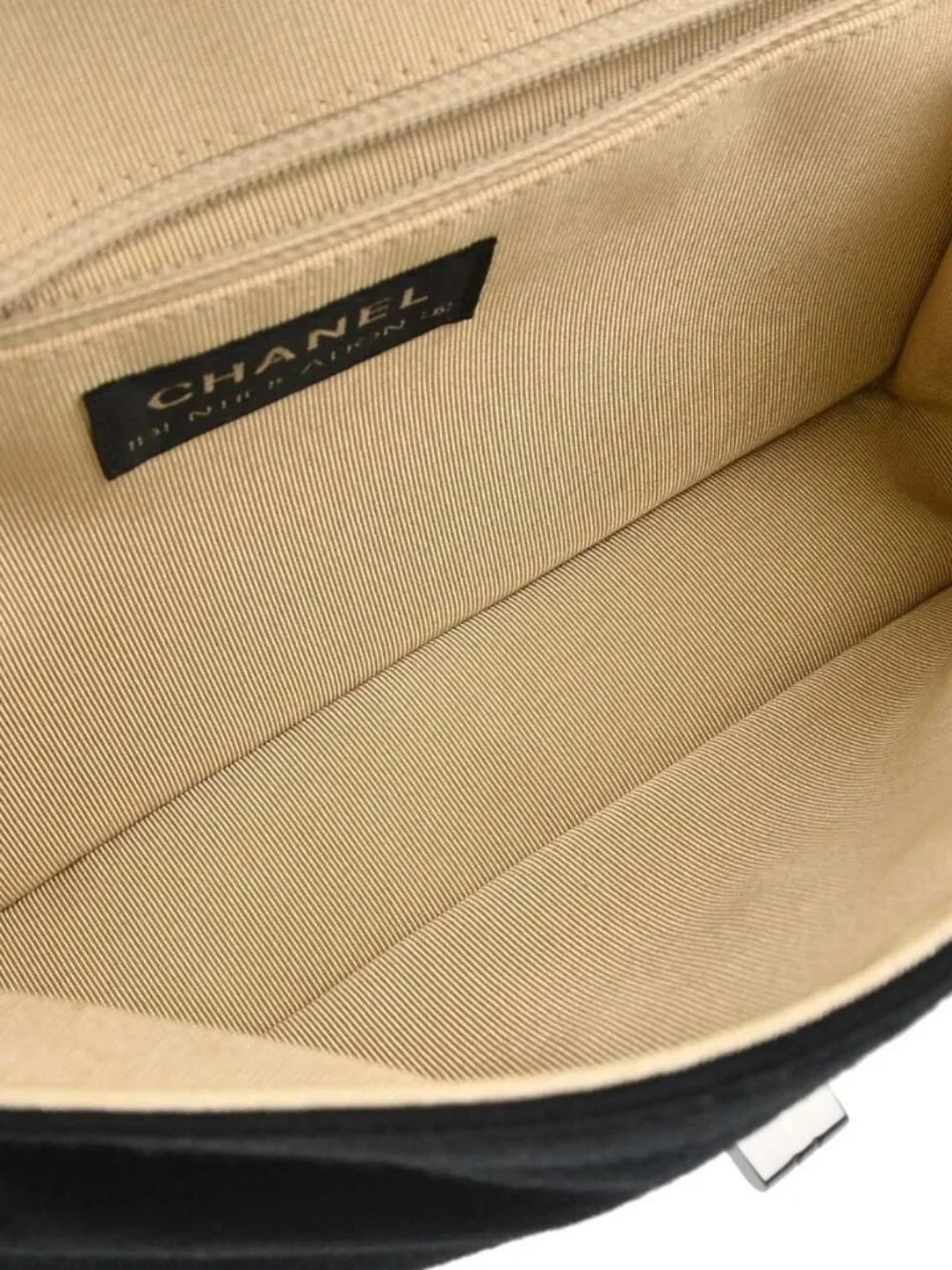 Chanel Black Cotton Mademoiselle Lock Straight Flap Shoulder Bag 197468